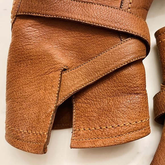 ❤️ PRADA DESIGNER ITALIAN LEATHER ANKLE CALF LOW CROSS BUCKLE BOOTS ITALY Y2K - Picture 13 of 15